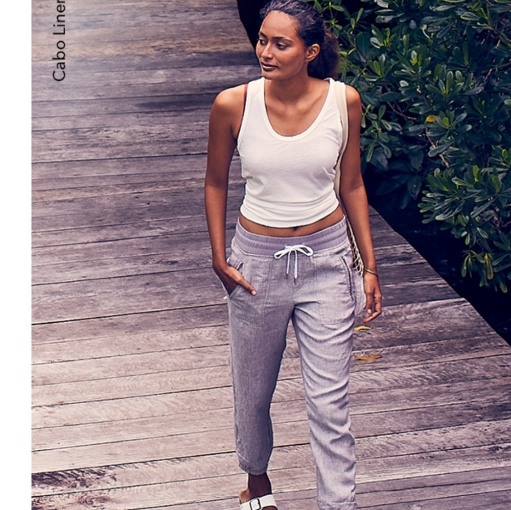Athleta Cabo Linen Jogger blue Heather